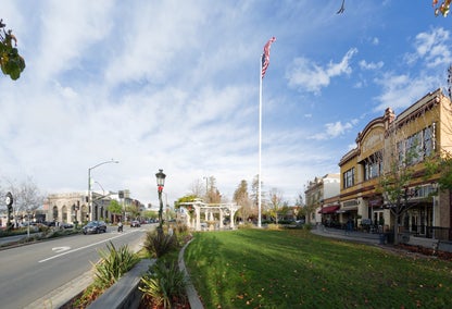 Main road lined with real estate in Livermore, California